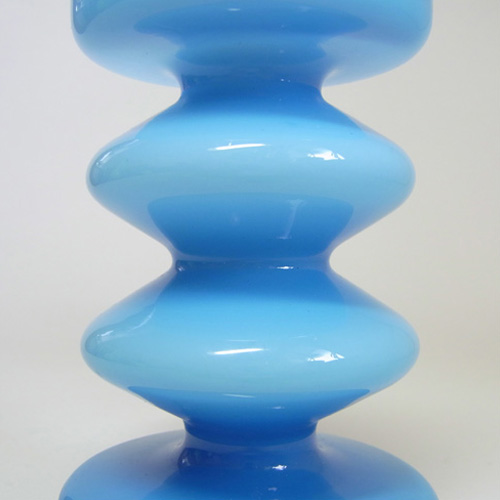 Friedrich German Blue Retro Cased Glass 'Hooped' Vase - Click Image to Close