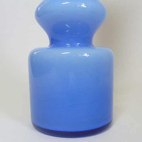 Empoli 1970's Italian Blue Cased Glass Hooped Vase - Click Image to Close