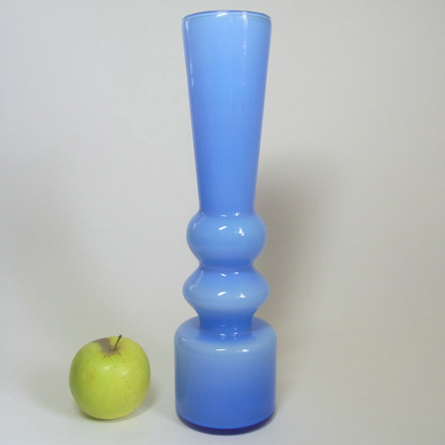 Empoli 1970's Italian Blue Cased Glass Hooped Vase - Click Image to Close