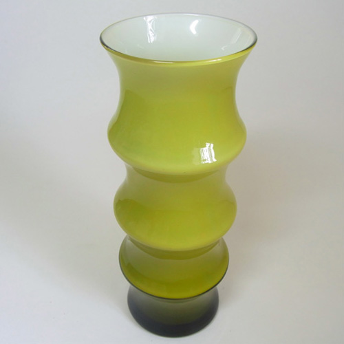 (image for) Scandinavian / Swedish Retro Green Cased Glass Vase - Click Image to Close