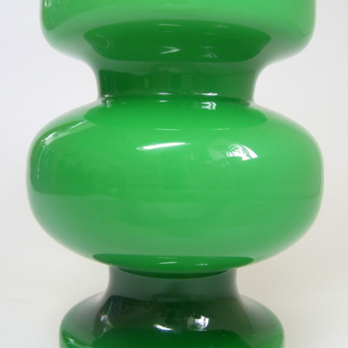 (image for) Lindshammar 1970's Swedish Green Glass Vase - Labelled - Click Image to Close