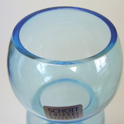 Schott Zwiesel German Large Blue Cased Glass Vase - Click Image to Close
