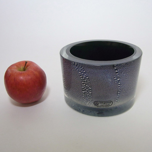 (image for) Seguso Vetri d'Arte Black Glass + Silver Leaf Bowl - Labelled - Click Image to Close