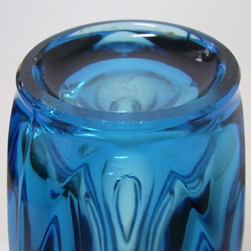 Rosice Sklo Union Blue Glass Lens Vase Rudolf Schrötter #914 - Click Image to Close