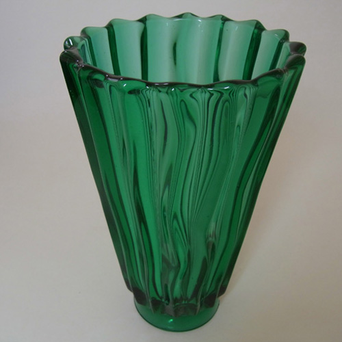 (image for) Rosice Sklo Union Czech Green Glass Vase #933 - Click Image to Close