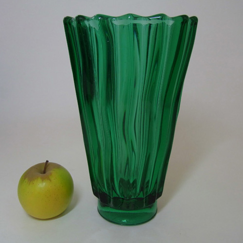 (image for) Rosice Sklo Union Czech Green Glass Vase #933 - Click Image to Close