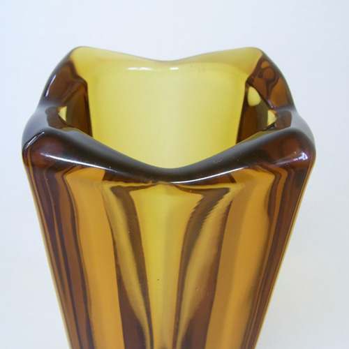 Rosice Sklo Union Amber Glass Vase Jiri Zejmon #472 - Click Image to Close