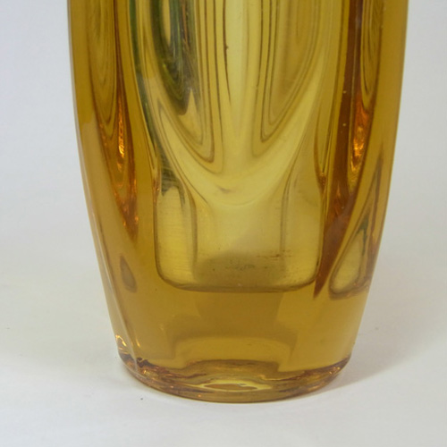 Rosice Sklo Union 6" Amber Glass Lens Vase Rudolf Schrötter #914 - Click Image to Close