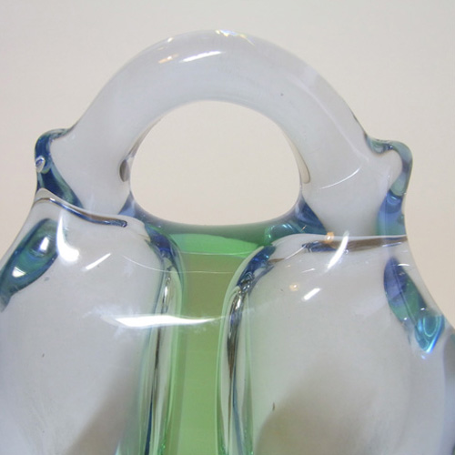 (image for) Skrdlovice #6242 Czech Blue & Green Glass Vase by Ladislav Palecek - Click Image to Close