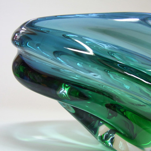 Skrdlovice #5199 Czech Blue & Green Glass Bowl by Jan Beránek - Click Image to Close