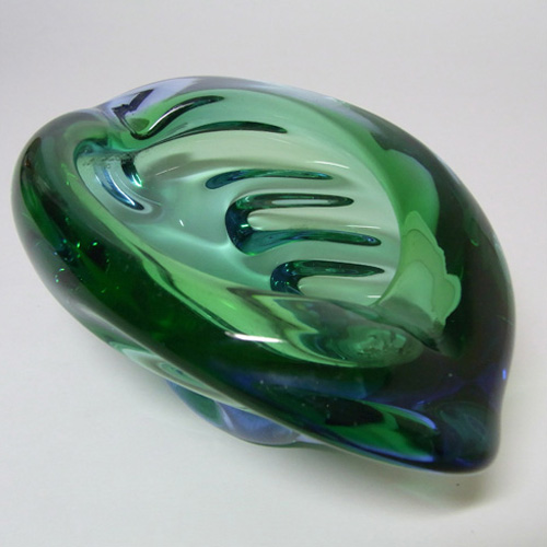 Skrdlovice #5455 Czech Blue & Green Glass Bowl by Emanuel Beránek - Click Image to Close