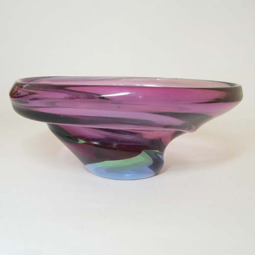 (image for) Skrdlovice #5546 Czech Purple & Blue Glass Bowl by Jaroslav Beránek - Click Image to Close