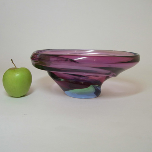 Skrdlovice #5546 Czech Purple & Blue Glass Bowl by Jaroslav Beránek - Click Image to Close