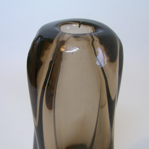 (image for) Skrdlovice #5568 Czech Amber & Blue Glass Vase by Maria Stahlikova - Click Image to Close