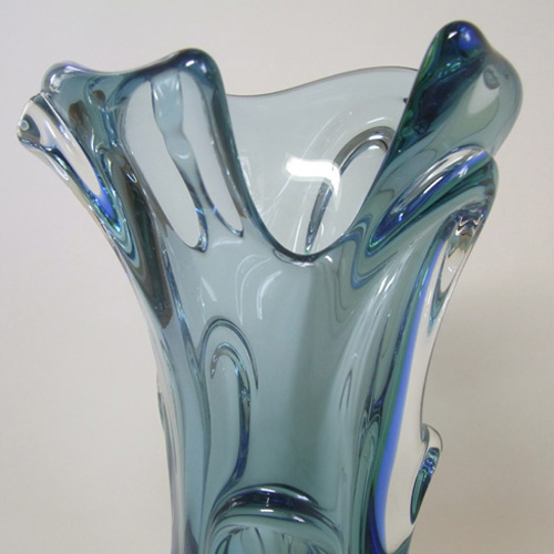 (image for) Mstisov / Moser Czech Blue Cased Glass Vase - Click Image to Close