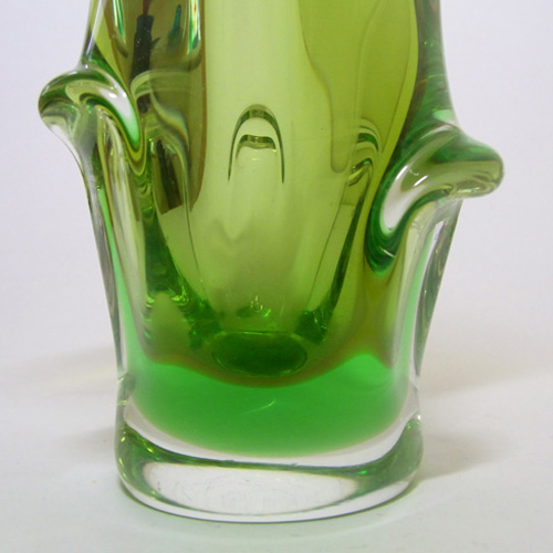 (image for) Mstisov/Moser Czech Amber & Green Glass Organic Vase - Click Image to Close
