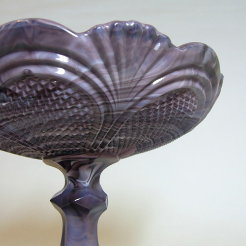Davidson 1890's Victorian Malachite/Slag Glass Comport/Bowl - Click Image to Close