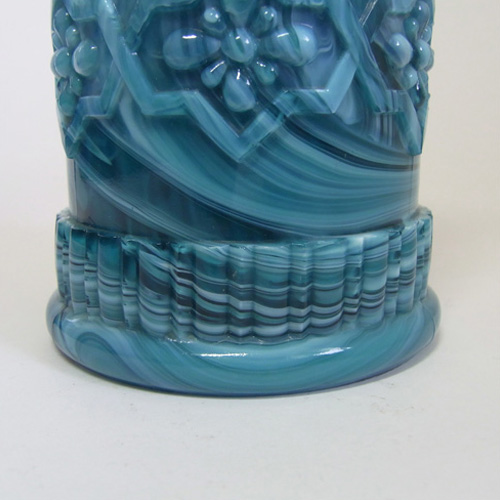 Victorian 1890's Turquoise Malachite/Slag Glass Vase - Click Image to Close
