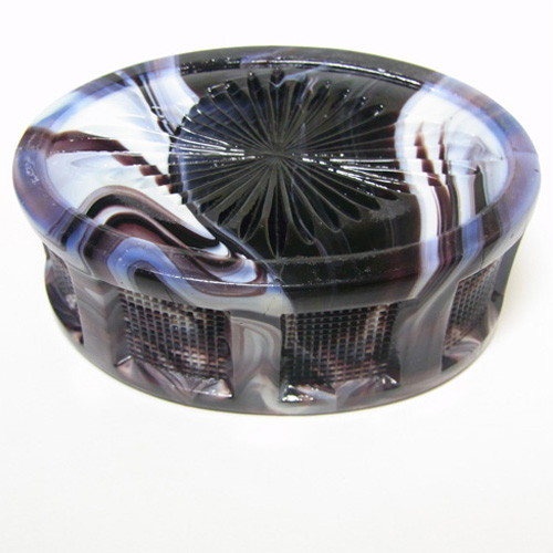 Victorian 1890's Malachite/Slag Glass Pin Dish/Bowl - Click Image to Close