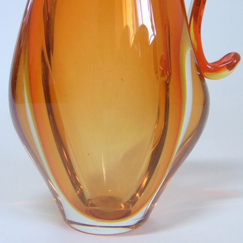 (image for) Murano/Venetian Orange & Amber Sommerso Glass Vase - Click Image to Close