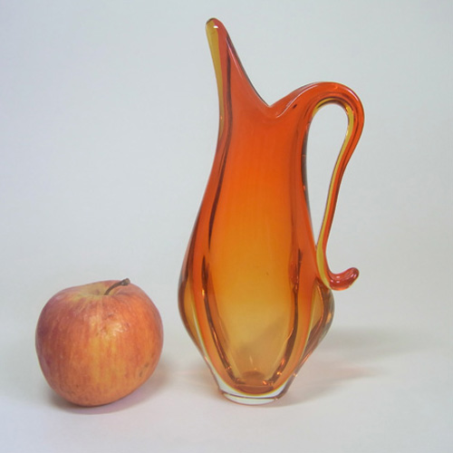 (image for) Murano/Venetian Orange & Amber Sommerso Glass Vase - Click Image to Close