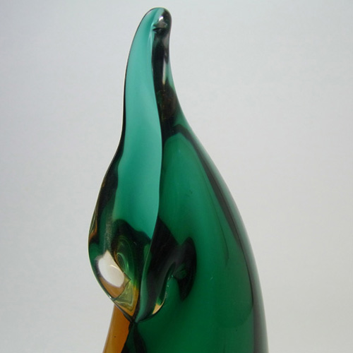 (image for) Murano/Venetian Green & Amber Sommerso Glass Vase - Click Image to Close