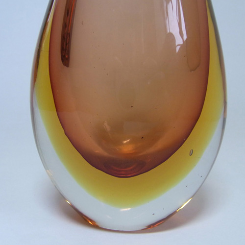 (image for) Murano/Sommerso 1950's Pink + Amber Glass Stem Vase - Click Image to Close