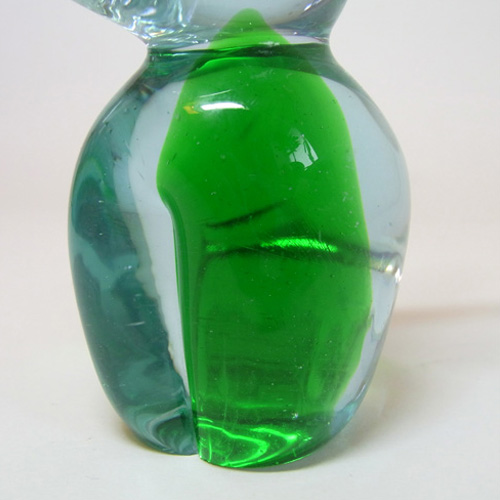 (image for) Czech? Blue + Green Cased Glass Rabbit Paperweight - Click Image to Close