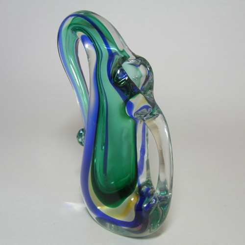 (image for) Murano/Venetian Sommerso Organic Green Glass Vase - Click Image to Close