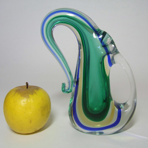 Murano/Venetian Sommerso Organic Green Glass Vase - Click Image to Close
