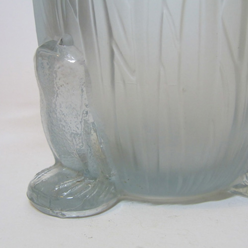 (image for) Sowerby Art Deco 1930s Blue Glass Frog + Bullrush Vase - Click Image to Close