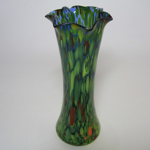 (image for) Czech 1930's Multicoloured Spatter/Splatter Glass Vase - Click Image to Close