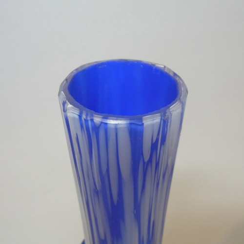 (image for) 1930's Czech Blue + White Spatter/Splatter Glass Vase - Click Image to Close