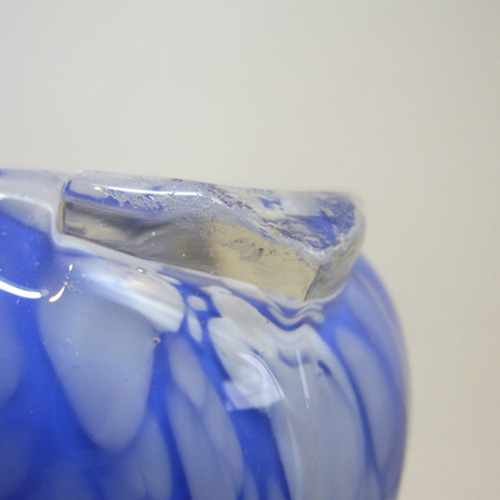 (image for) 1930's Czech Blue + White Spatter/Splatter Glass Vase - Click Image to Close