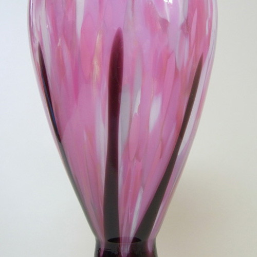 1930's Czech/Bohemian Pink + Black Spatter Glass Vase - Click Image to Close