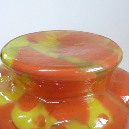 Czech Red/Yellow Spatter Glass Posy Vase - Click Image to Close