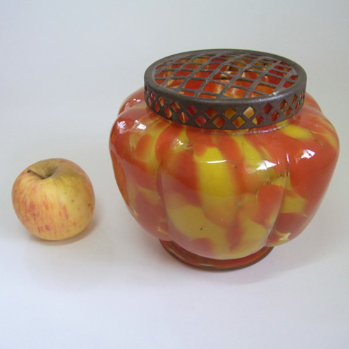 (image for) Czech Red/Yellow Spatter Glass Posy Vase - Click Image to Close