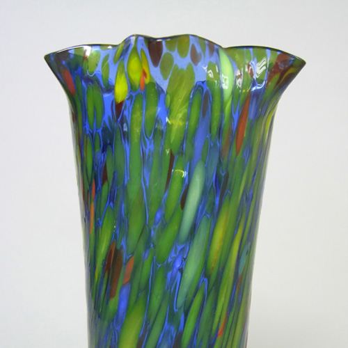 1930's Czech/Bohemian Spatter/Splatter Glass Vase - Click Image to Close