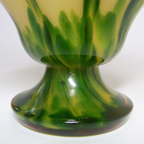 Franz Welz 1930s Czech Green Aventurine Glass Posy Vase - Click Image to Close