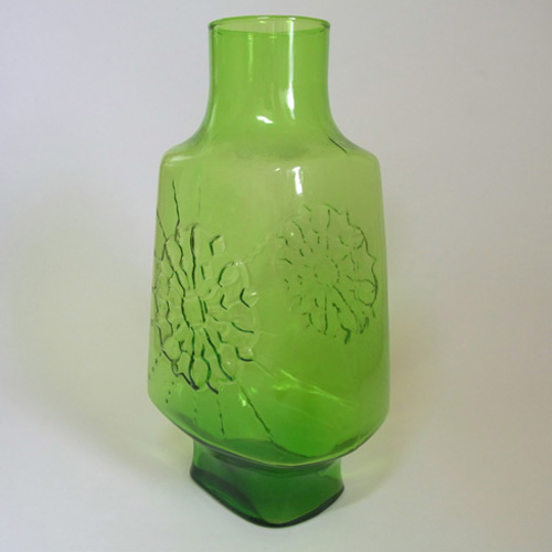 Stelvia Italian 'Opalina Fiorentina' Green Glass Vase - Click Image to Close