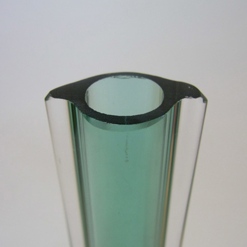 (image for) Tall Murano/Sommerso 1950's Green/Amber Glass Stem Vase - Click Image to Close