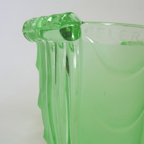 Stölzle #19682 Czech Art Deco 1930's Green Glass Celery Vase - Click Image to Close