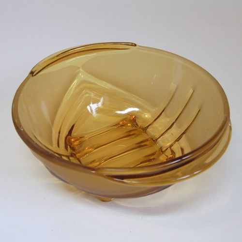 (image for) Stölzle Czech Art Deco 1930's Amber Glass Sugar Bowl - Click Image to Close