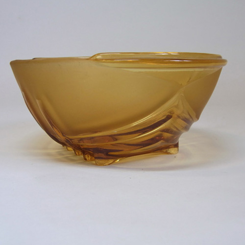 (image for) Stölzle Czech Art Deco 1930's Amber Glass Sugar Bowl - Click Image to Close
