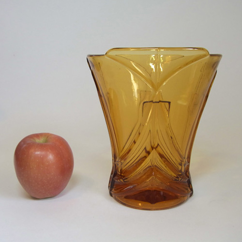 (image for) Stölzle Czech Art Deco 1930's Amber Glass Vase - Click Image to Close