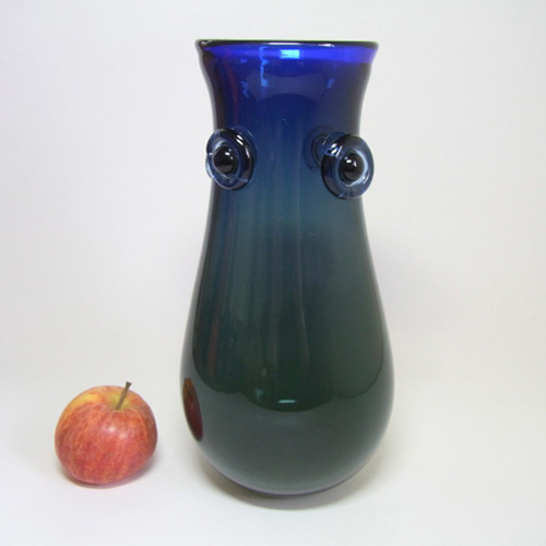 (image for) Svoboda Large Czech Blue + Green Glass Vase #0901/26 - Click Image to Close