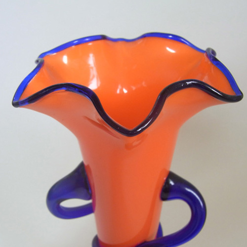 Welz Czech Art Deco Red & Blue Tango Glass Vase - Click Image to Close