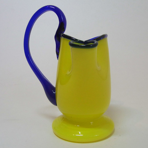 (image for) 1930's Bohemian Retro Yellow & Blue Tango Glass Vase - Click Image to Close