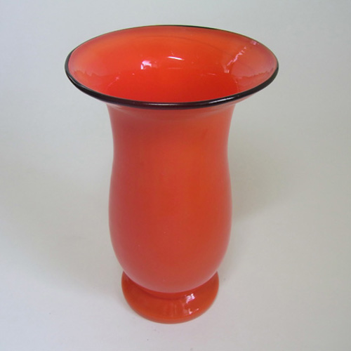 1930's Czech/Bohemian Red & Black Tango Glass Vase - Click Image to Close