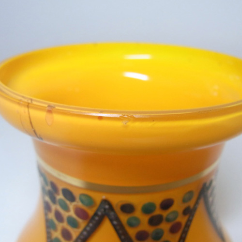 (image for) 1930's Czech/Bohemian Hand Painted Orange Glass Vase - Click Image to Close